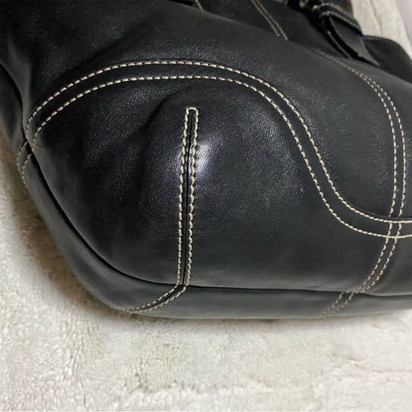 Coach Soho EUC Vintage Topstitch Black Leather Shoulder Bag - Picture 11 of 12